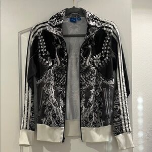 Adidas Women's Black and White Graphic Bomber Jacket